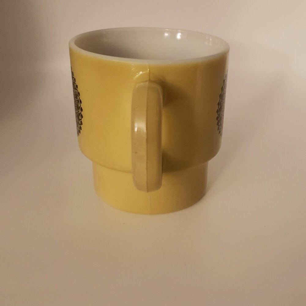 4/$20 Vintage Mandala Coffee Mug Milk Glass Teacup Medallion 1970s Gold Brown - Picture 4 of 9